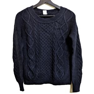J. Crew Wool Mohair blend navy cable knit sweater